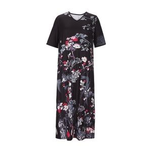NWT Black V-Neck Maxi Dress with Cool Print